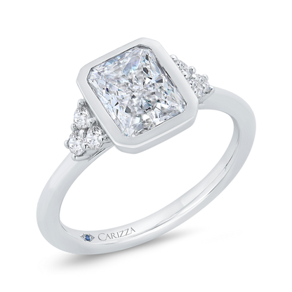 14K White Gold Radiant Cut Diamond Engagement Ring (Semi-Mount)