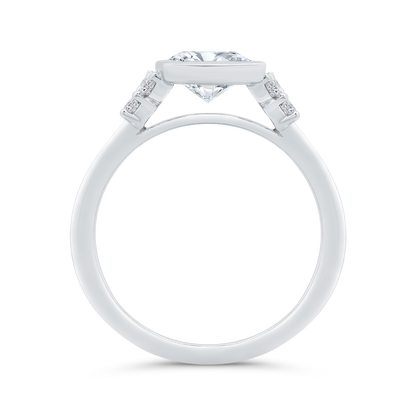 14K White Gold Radiant Cut Diamond Engagement Ring (Semi-Mount)