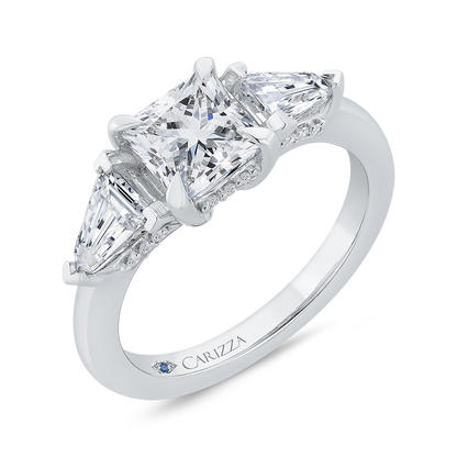 14K White Gold Radiant Cut Diamond Engagement Ring (Semi-Mount)