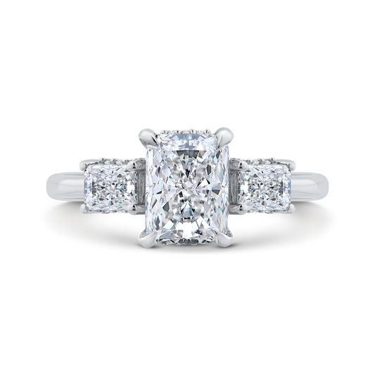 14K White Gold Radiant Cut Diamond Engagement Ring (Semi-Mount)