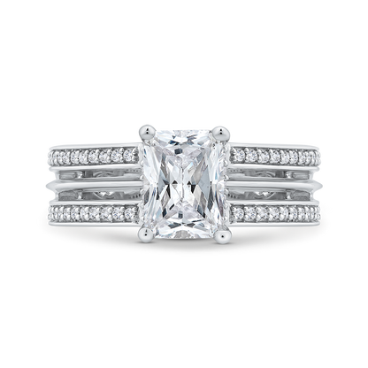 14K White Gold Radiant Cut Diamond Engagement Ring (Semi-Mount)