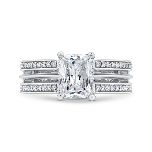 14K White Gold Radiant Cut Diamond Engagement Ring (Semi-Mount)