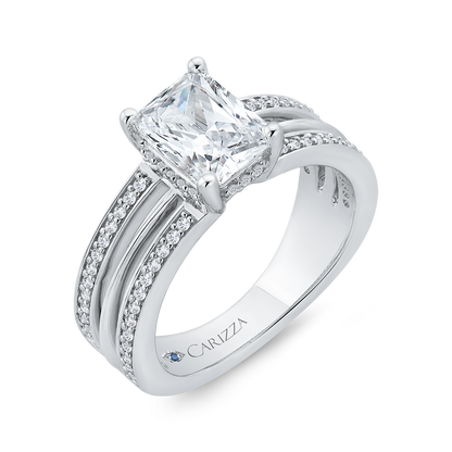 14K White Gold Radiant Cut Diamond Engagement Ring (Semi-Mount)