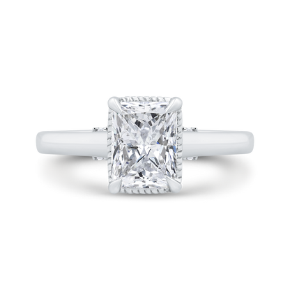 14K White Gold Radiant Cut Diamond Engagement Ring (Semi-Mount)