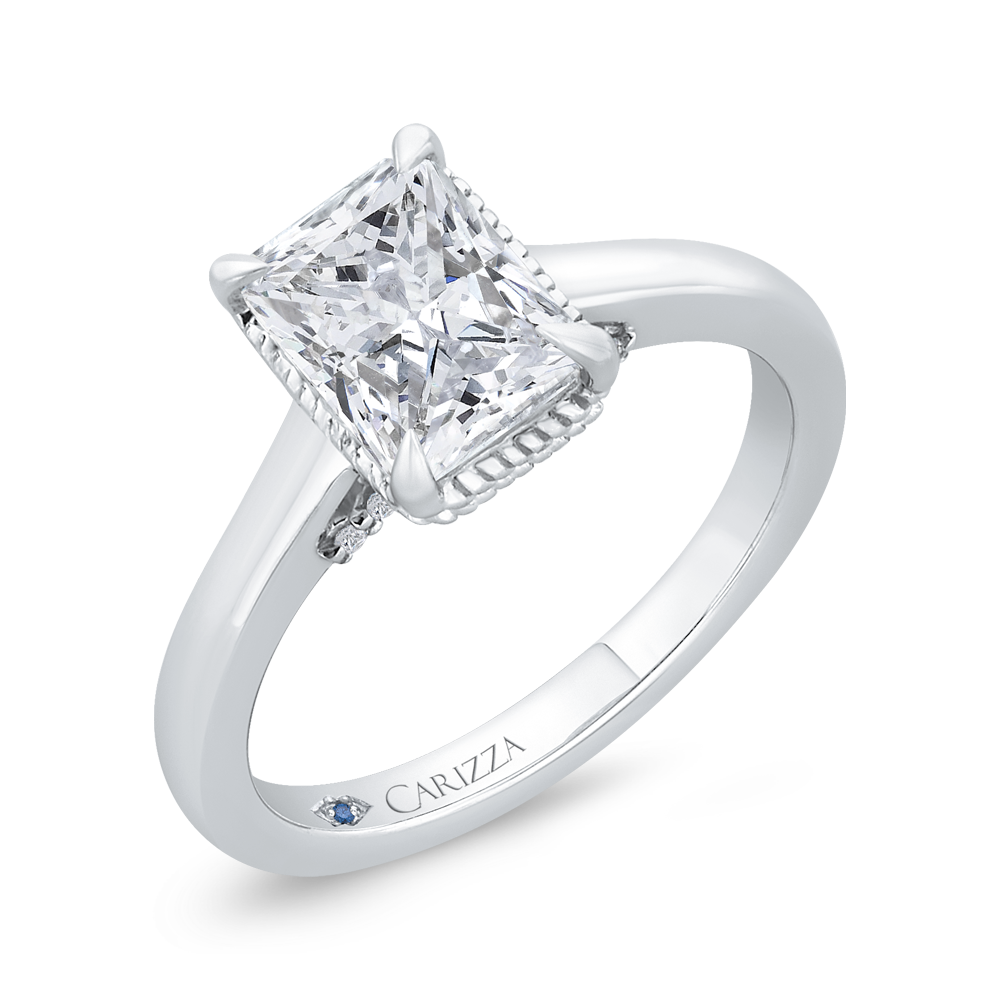 14K White Gold Radiant Cut Diamond Engagement Ring (Semi-Mount)