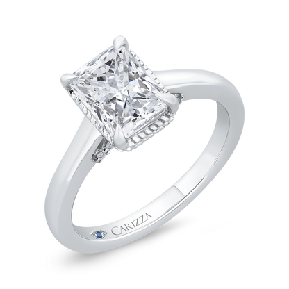 14K White Gold Radiant Cut Diamond Engagement Ring (Semi-Mount)