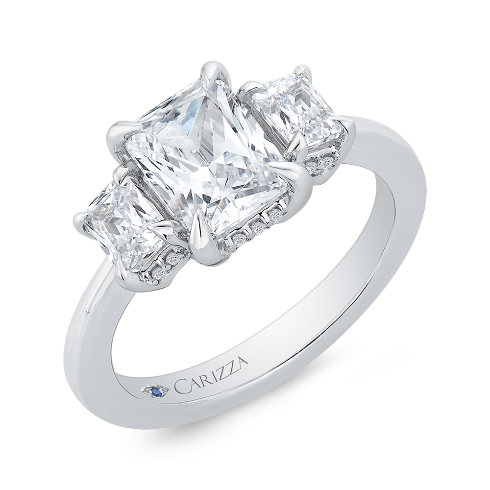14K White Gold Radiant Cut Diamond Engagement Ring (Semi-Mount)