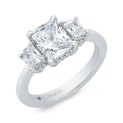 14K White Gold Radiant Cut Diamond Engagement Ring (Semi-Mount)