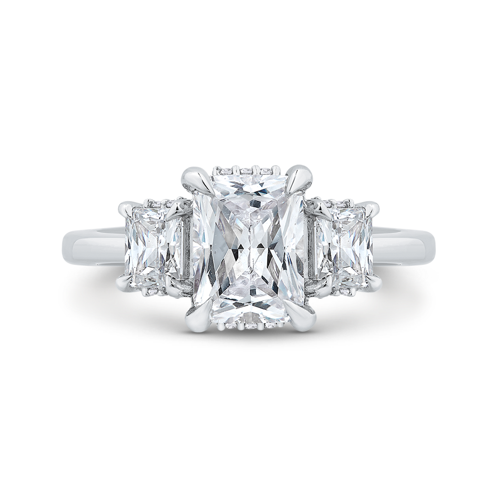 14K White Gold Radiant Cut Diamond Engagement Ring (Semi-Mount)