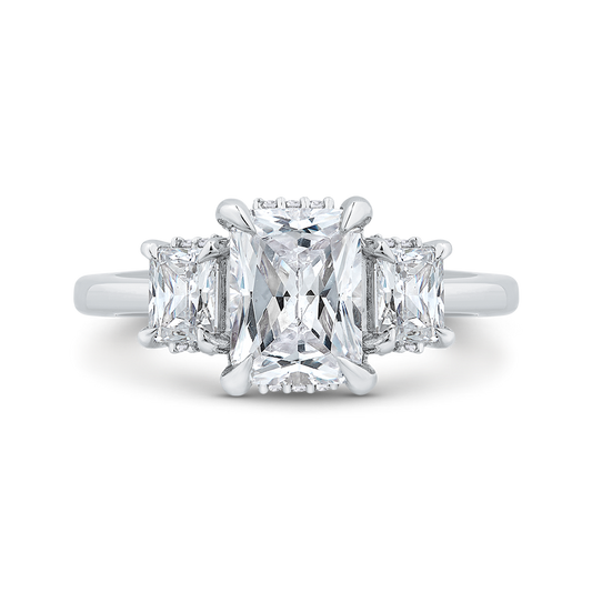 14K White Gold Radiant Cut Diamond Engagement Ring (Semi-Mount)
