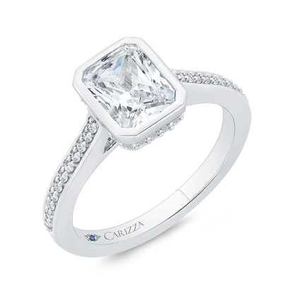 14K White Gold Radiant Cut Diamond Engagement Ring (Semi-Mount)