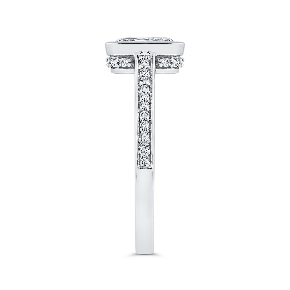 14K White Gold Radiant Cut Diamond Engagement Ring (Semi-Mount)