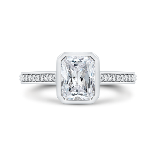 14K White Gold Radiant Cut Diamond Engagement Ring (Semi-Mount)