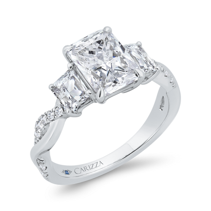 14K White Gold Diamond Engagement Ring (Semi-Mount)