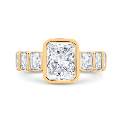 14K Yellow Gold Diamond Engagement Ring (Semi-Mount)