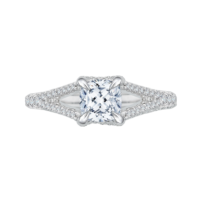 Split Shank Split Shank Cushion Cut Diamond Engagement Ring in 14K White Gold (Semi-Mount)