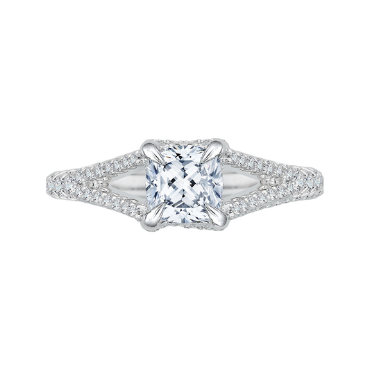 Split Shank Split Shank Cushion Cut Diamond Engagement Ring in 14K White Gold (Semi-Mount)