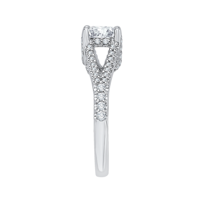 Split Shank Split Shank Cushion Cut Diamond Engagement Ring in 14K White Gold (Semi-Mount)