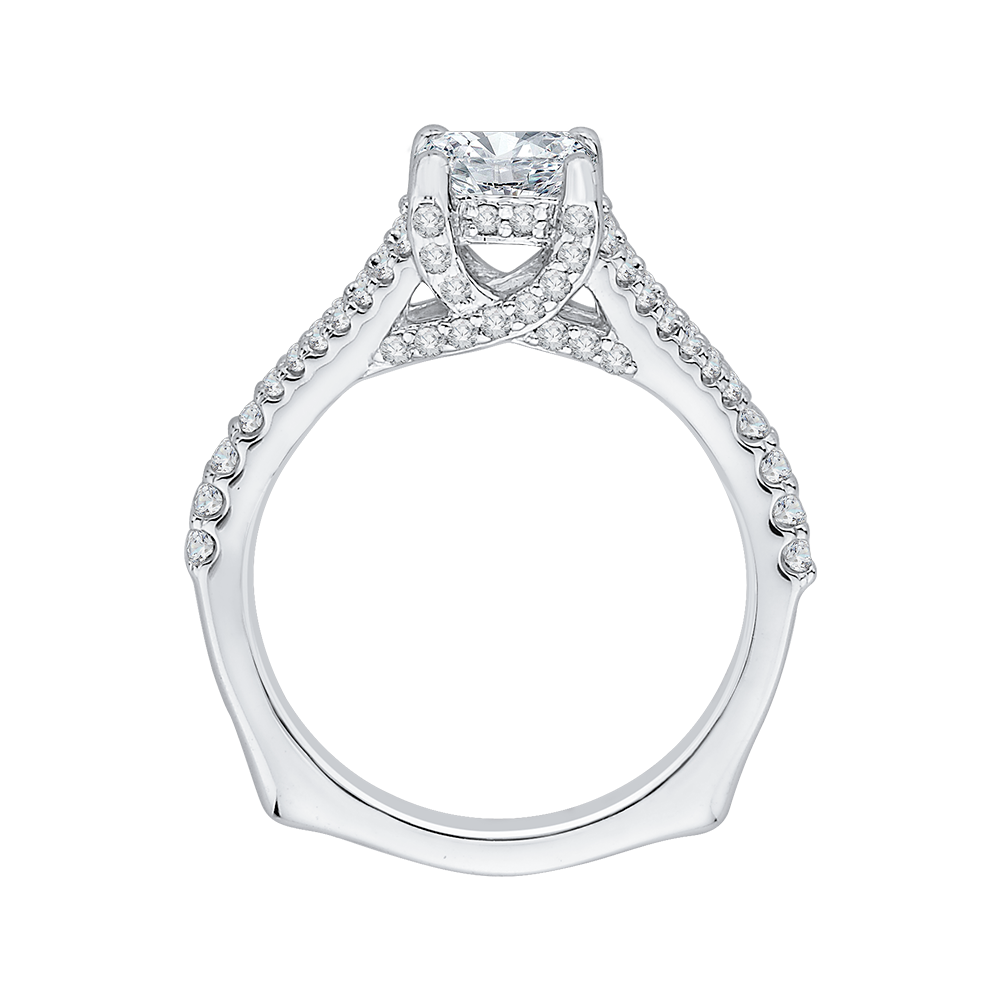 Split Shank Split Shank Cushion Cut Diamond Engagement Ring in 14K White Gold (Semi-Mount)