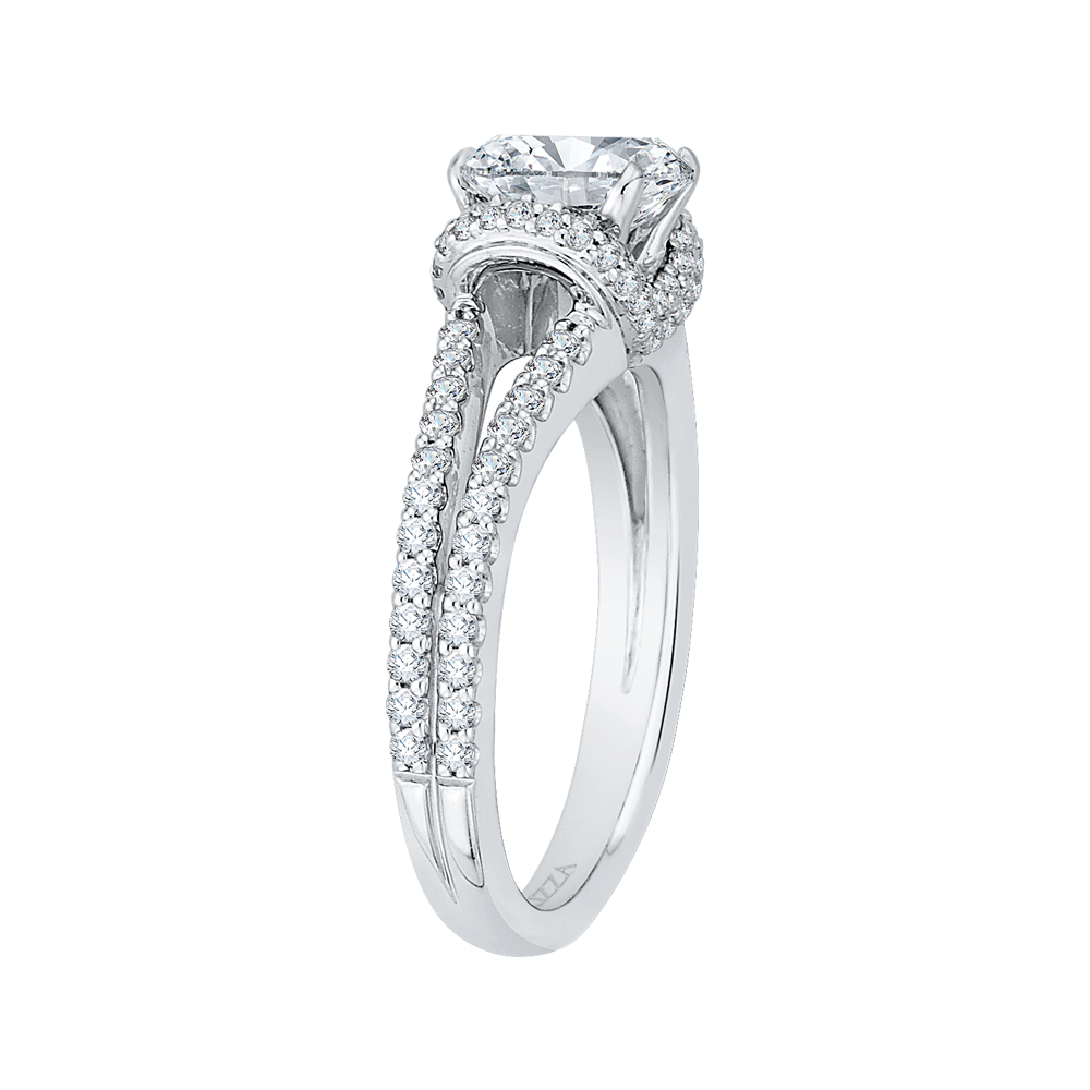 Split Shank Cushion Cut Diamond Engagement Ring in 14K White Gold (Semi-Mount)