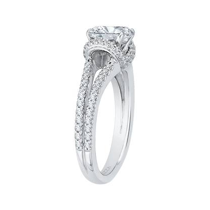 Split Shank Cushion Cut Diamond Engagement Ring in 14K White Gold (Semi-Mount)