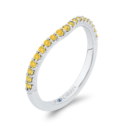 Yellow Diamond Half-Eternity Wedding Band in 14K White Gold