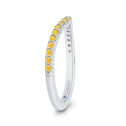 Yellow Diamond Half-Eternity Wedding Band in 14K White Gold