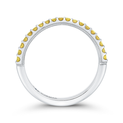 Yellow Diamond Half-Eternity Wedding Band in 14K White Gold