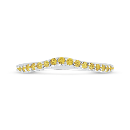 Yellow Diamond Half-Eternity Wedding Band in 14K White Gold