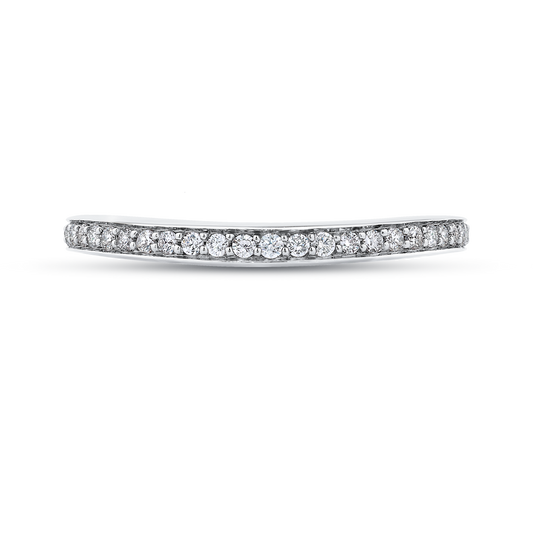 Round Diamond Half-Eternity Wedding Band in 14K White Gold
