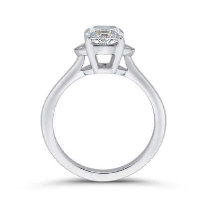 Cushion Cut Diamond Classic Engagement Ring in 14K White Gold (Semi-Mount)