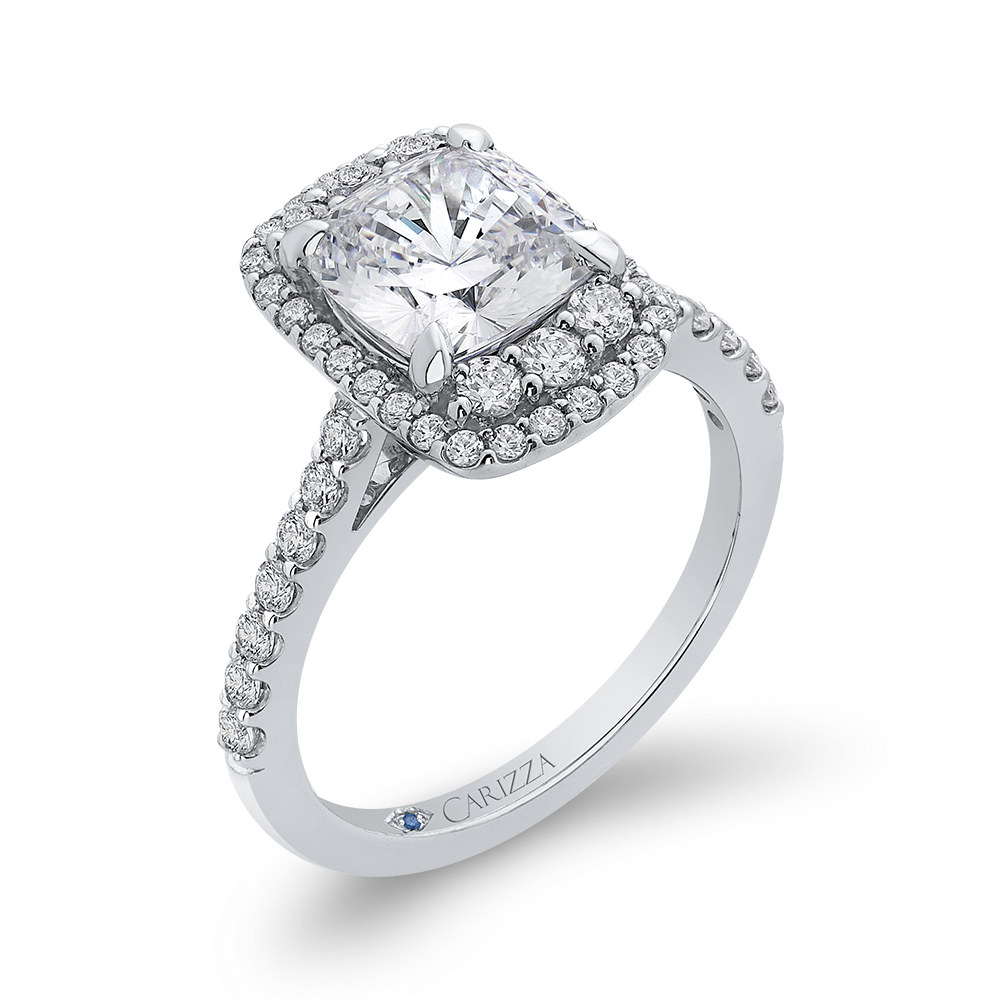 Cushion Cut Diamond Engagement Ring in 14K White Gold (Semi-Mount)