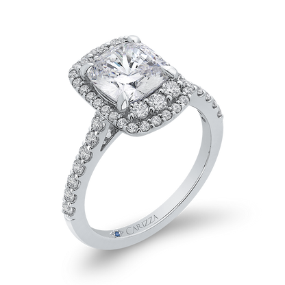 Cushion Cut Diamond Engagement Ring in 14K White Gold (Semi-Mount)