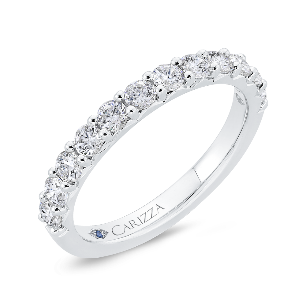 Round Diamond Half-Eternity Wedding Band in 14K White Gold