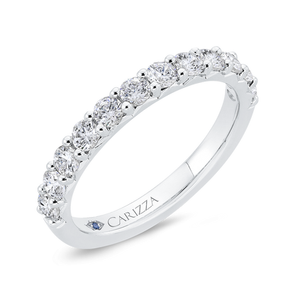 Round Diamond Half-Eternity Wedding Band in 14K White Gold