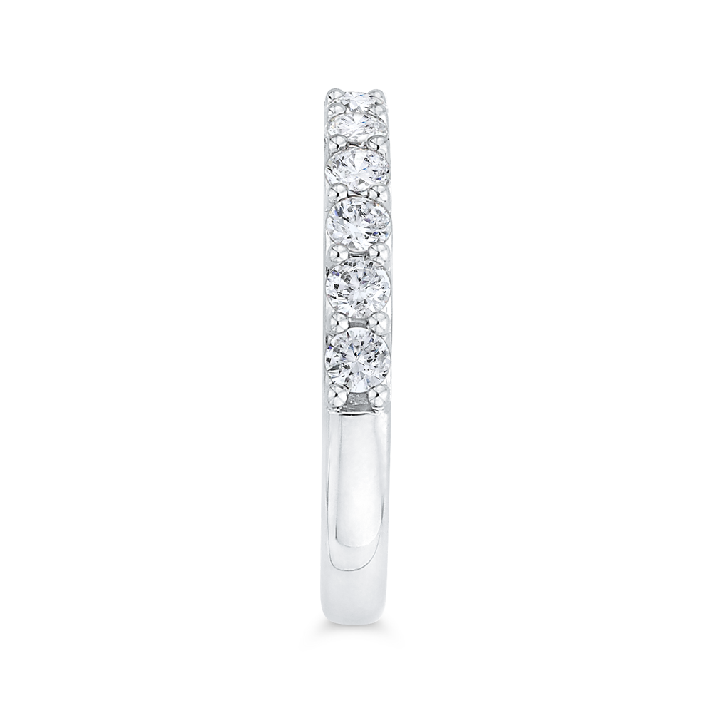 Round Diamond Half-Eternity Wedding Band in 14K White Gold