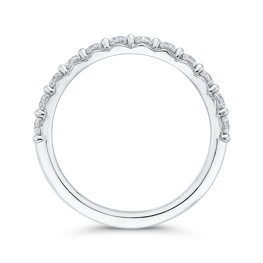 Round Diamond Half-Eternity Wedding Band in 14K White Gold