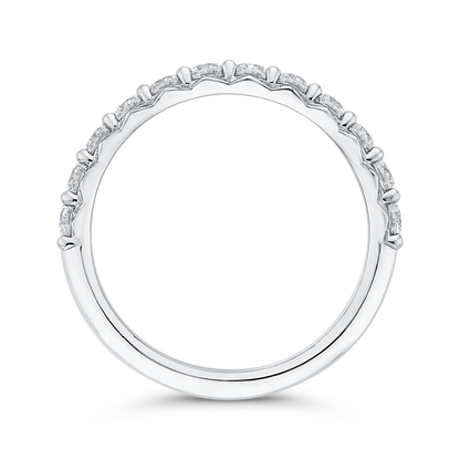 Round Diamond Half-Eternity Wedding Band in 14K White Gold