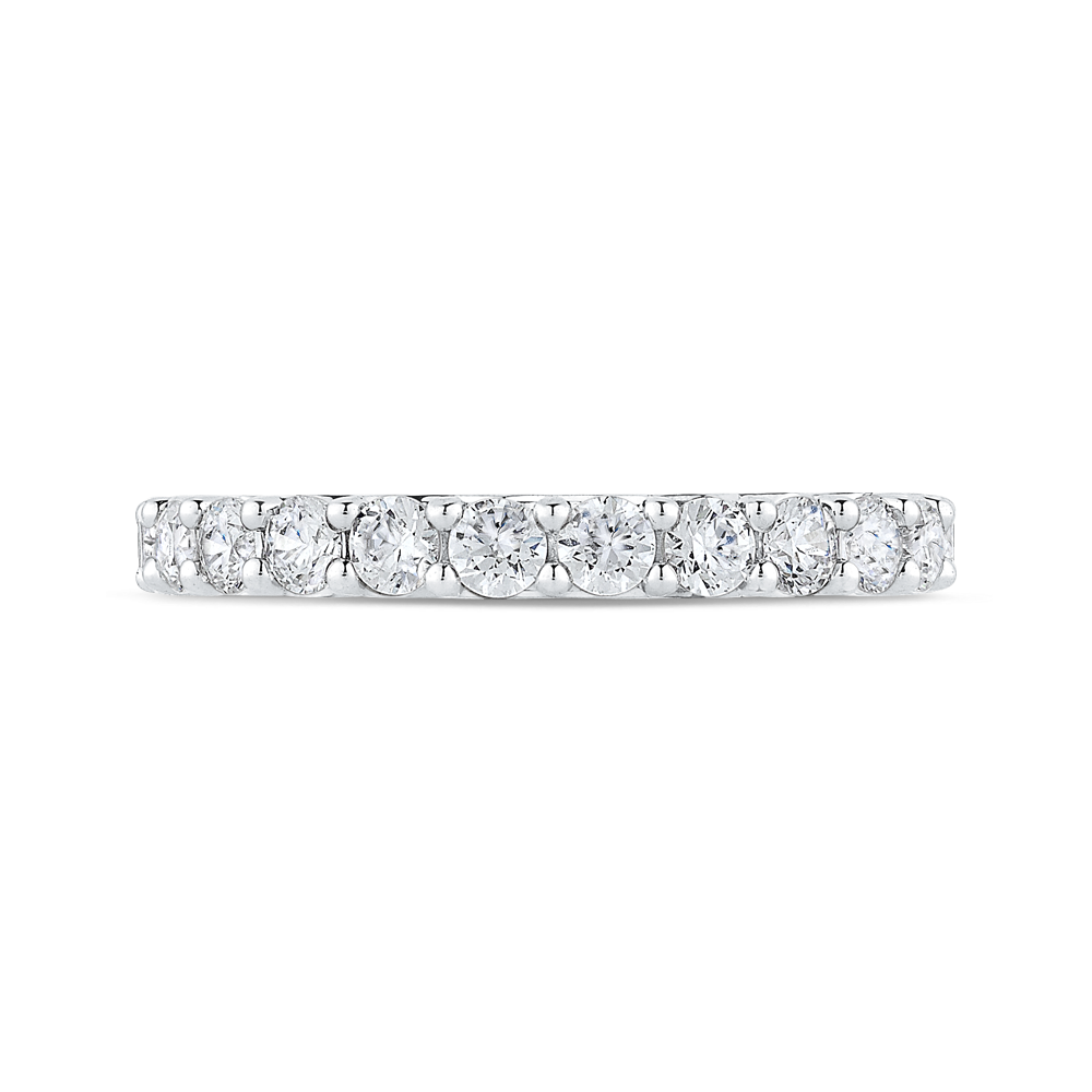 Round Diamond Half-Eternity Wedding Band in 14K White Gold