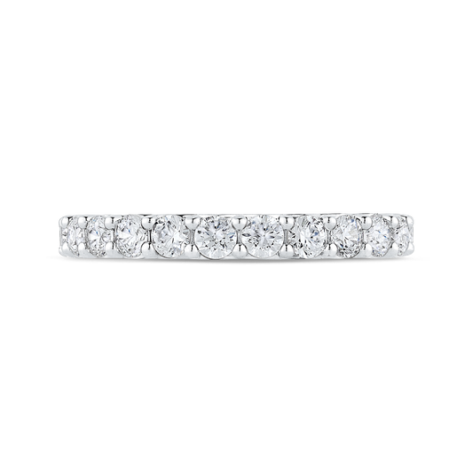Round Diamond Half-Eternity Wedding Band in 14K White Gold