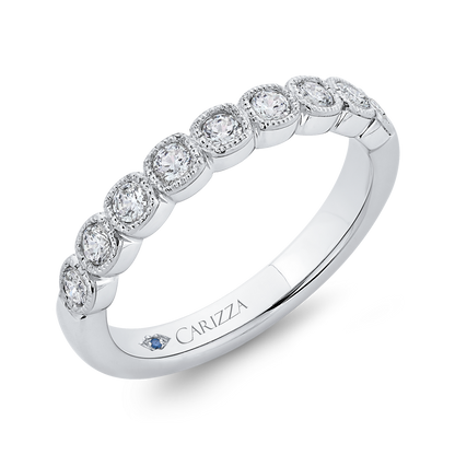 Round Half-Eternity Diamond Wedding Band in 14K White Gold