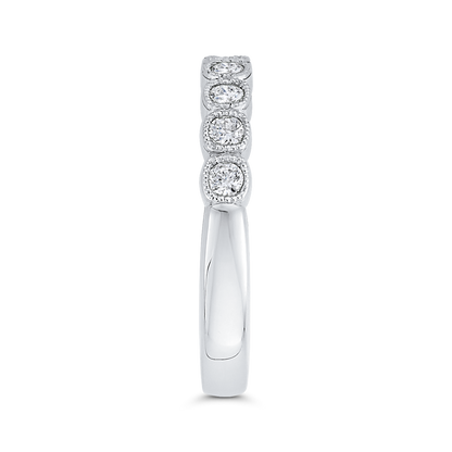 Round Half-Eternity Diamond Wedding Band in 14K White Gold