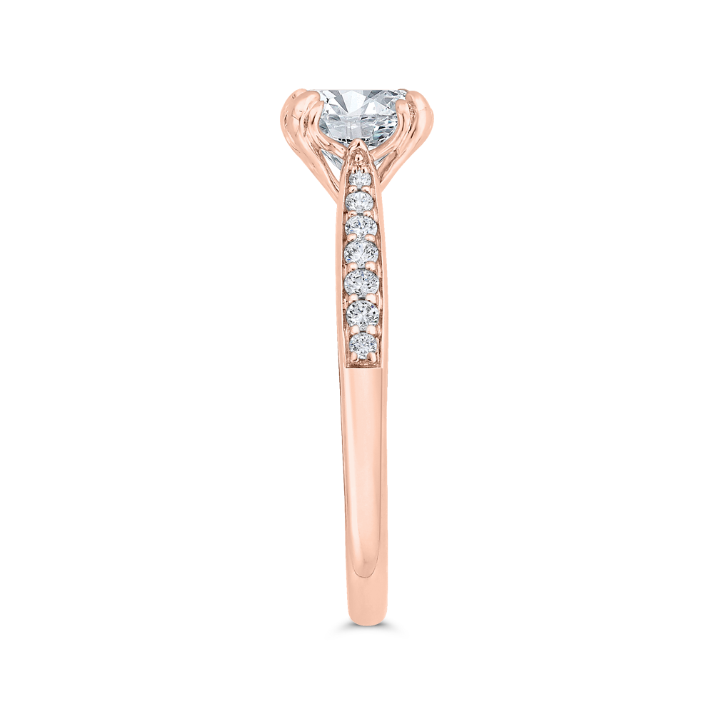 Cushion Cut Diamond Solitaire Plus Engagement Ring in 14K Rose Gold (Semi-Mount)