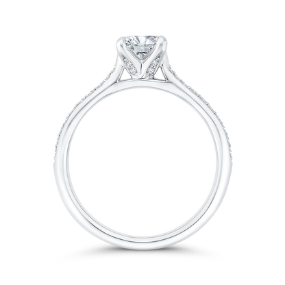 Cushion Cut Diamond Solitaire Plus Engagement Ring in 14K White Gold (Semi-Mount)