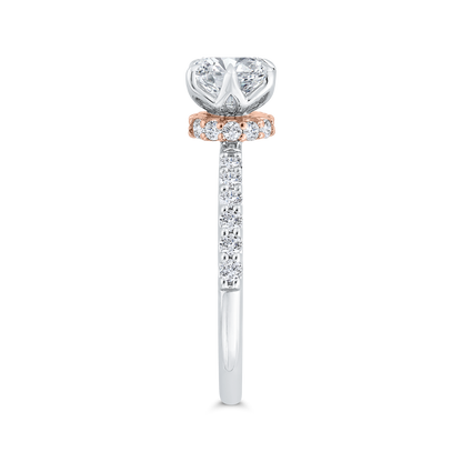 14K Two Tone Gold Cushion Cut Diamond Engagement Ring (Semi-Mount)