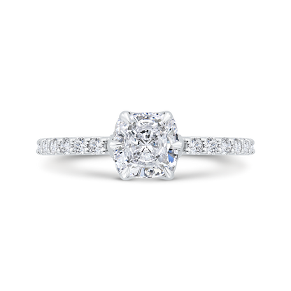 14K Two Tone Gold Cushion Cut Diamond Engagement Ring (Semi-Mount)