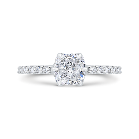 14K Two Tone Gold Cushion Cut Diamond Engagement Ring (Semi-Mount)