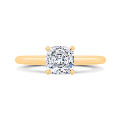 14K Yellow Gold Cushion Cut Diamond Solitaire Engagement Ring (Semi-Mount)