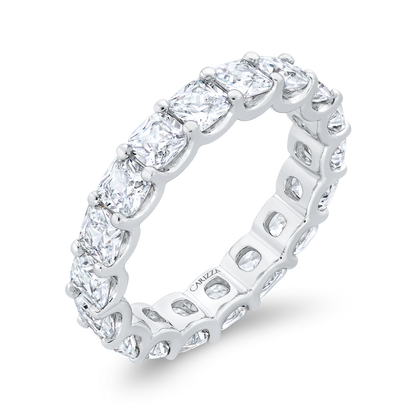 14K White Gold with Cushion Diamond Eternity Ring