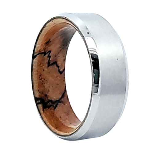 Cobalt Beveled Satin Polished Maple Wood Ring